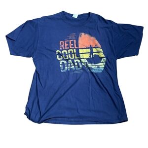 Reel Cool Dad Fishing Tee | Navy Graphic Shirt | 3XL